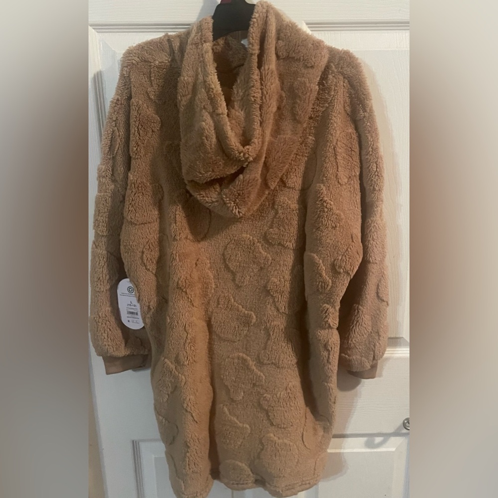NWT Wonder Nation Sherpa Hoodie L 10-12 Camel Bear Cozy Hooded Sleepwear - Picture 8 of 8